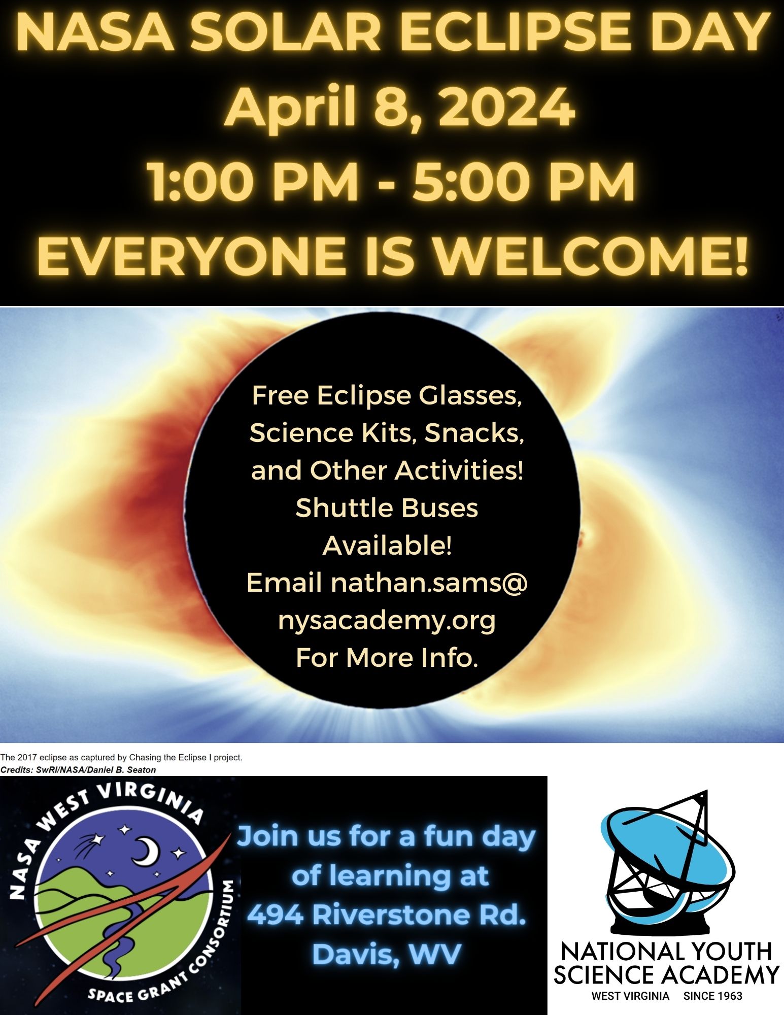 NASA Solar Eclipse Day April 8, 2024 National Youth Science Academy